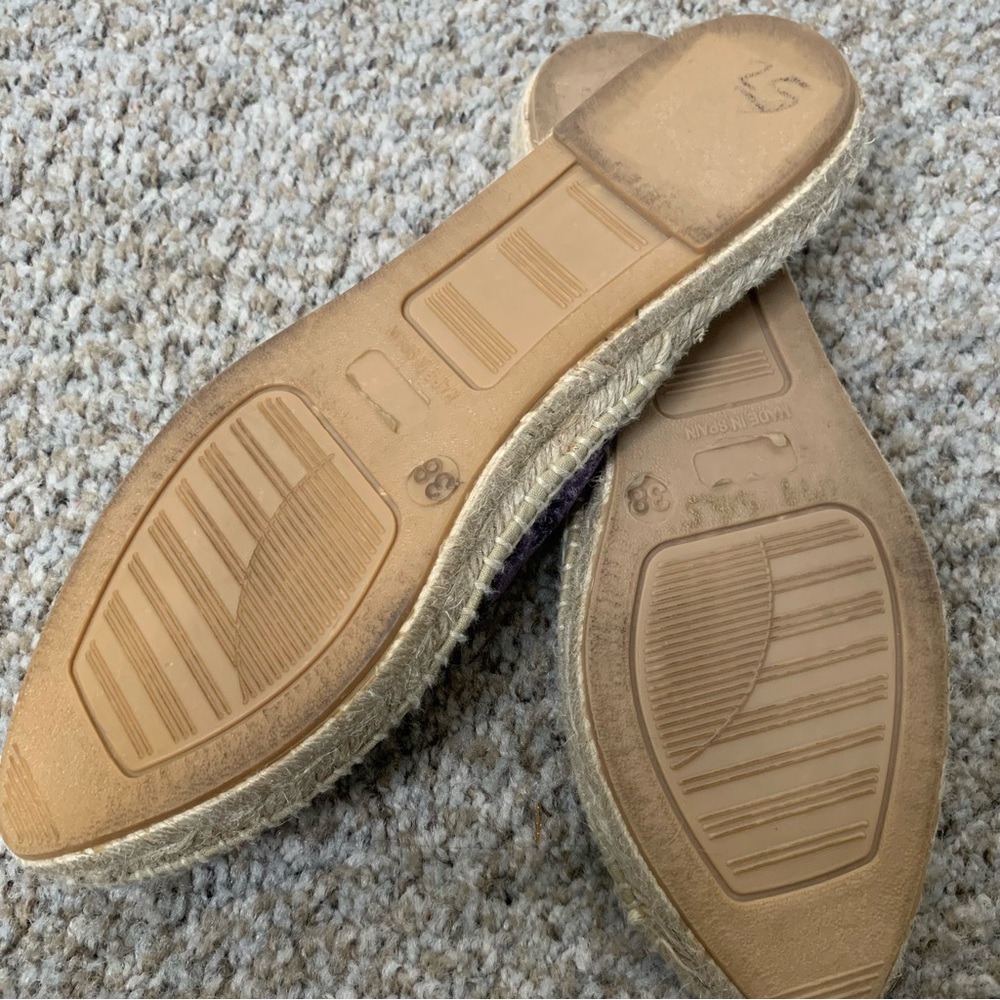 Manebi Hampton Velvet Espadrille Slides Anthropologie Sz 38 Purple Sandals Mules - Picture 6 of 6